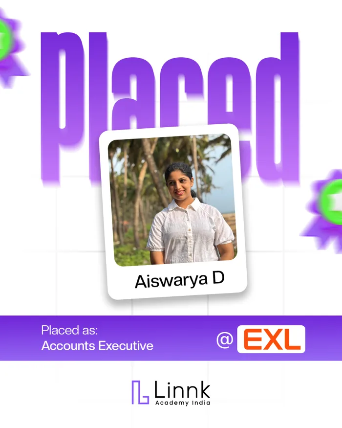 Aiswarya D — placed as Accounts Executive at EXL