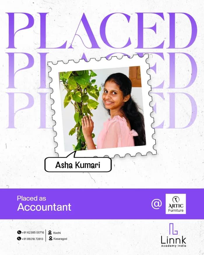 Asha Kumari — placed as Accountant at ARTIC Furniture