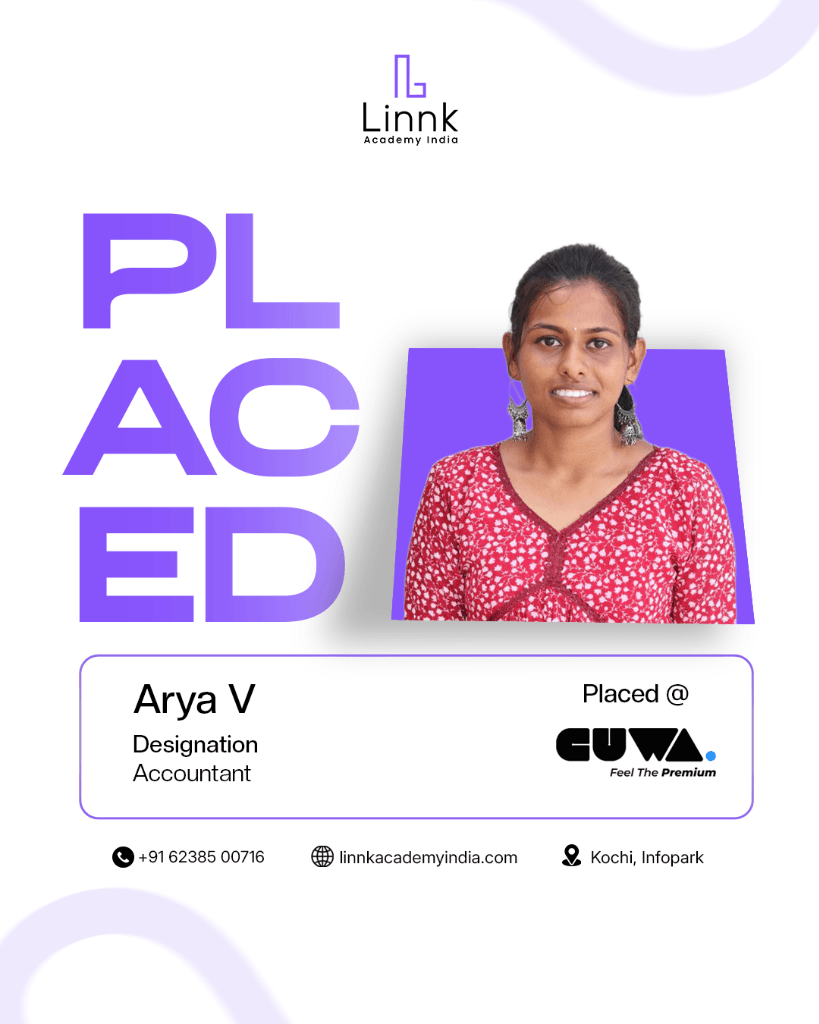 Arya V โ placed as Accountant at CUWA