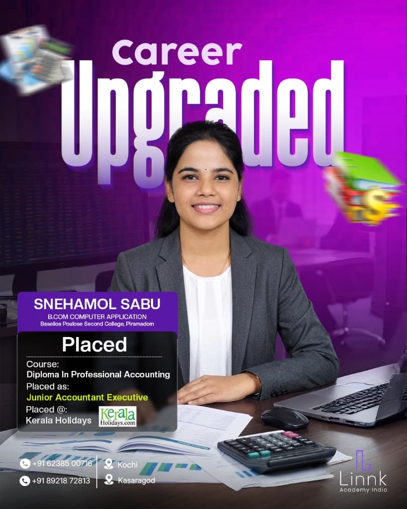 Snehamol Sabu โ placed as Junior Accountant Executive at Kerala Holidays